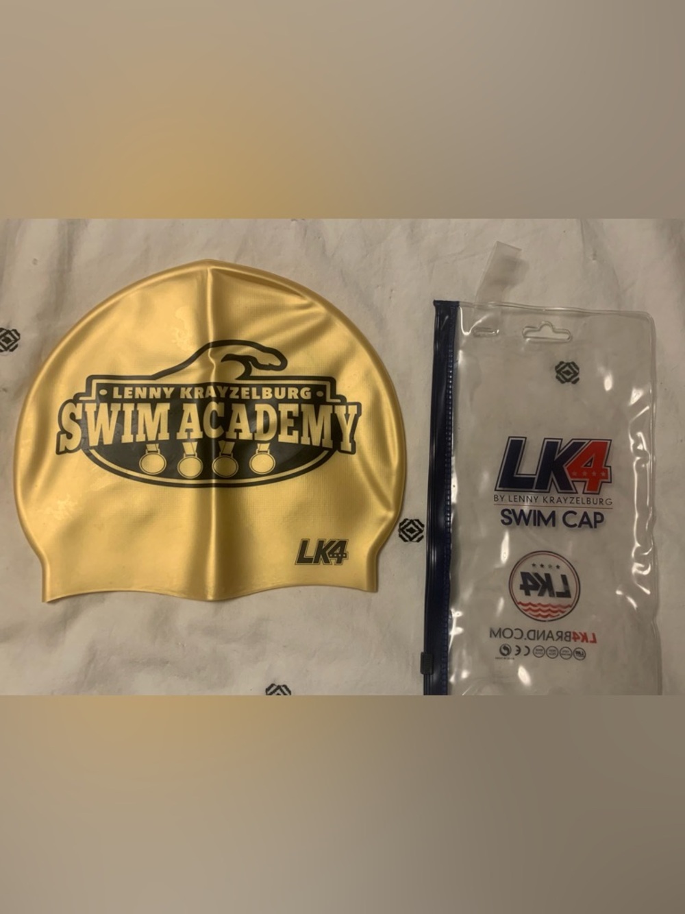 Metallic Gold and Black Swim Cap